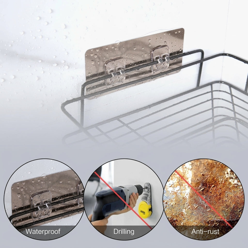 Black Metal Corner Bathroom Shelf Organizer