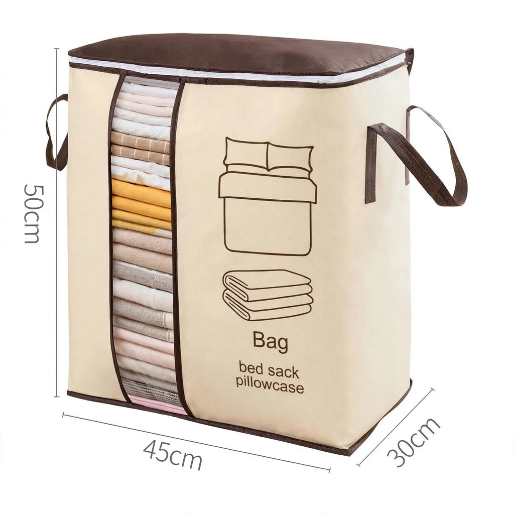 Large Non-Woven Wardrobe Storage Bag – Clothes & Blanket Organizer with Transparent Window