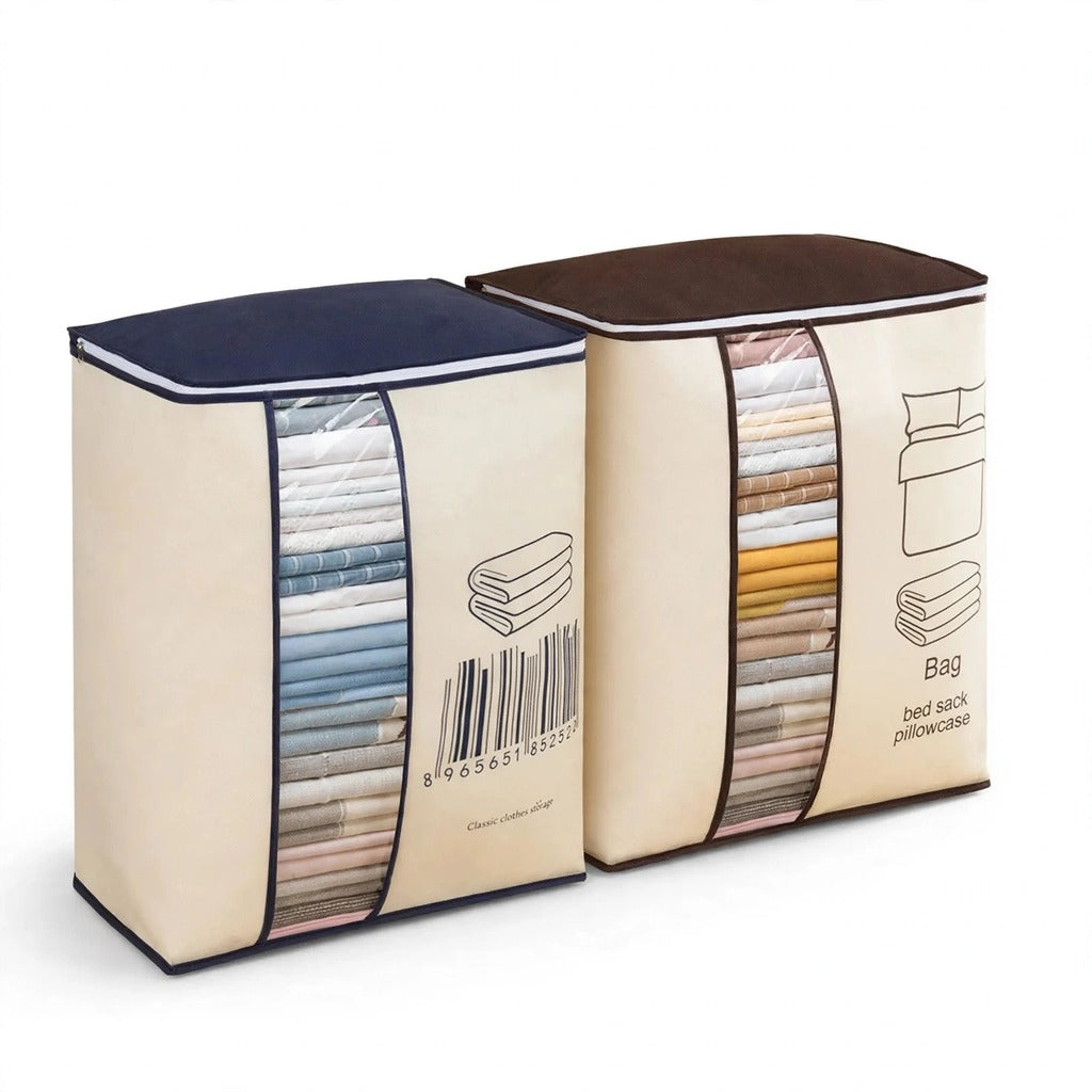 Large Non-Woven Wardrobe Storage Bag – Clothes & Blanket Organizer with Transparent Window