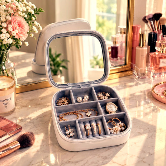 Jewelry Organizer Box with Mirror