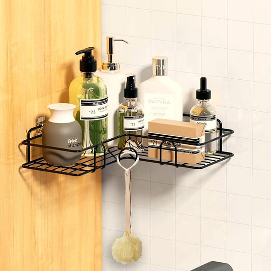 Black Metal Corner Bathroom Shelf Organizer