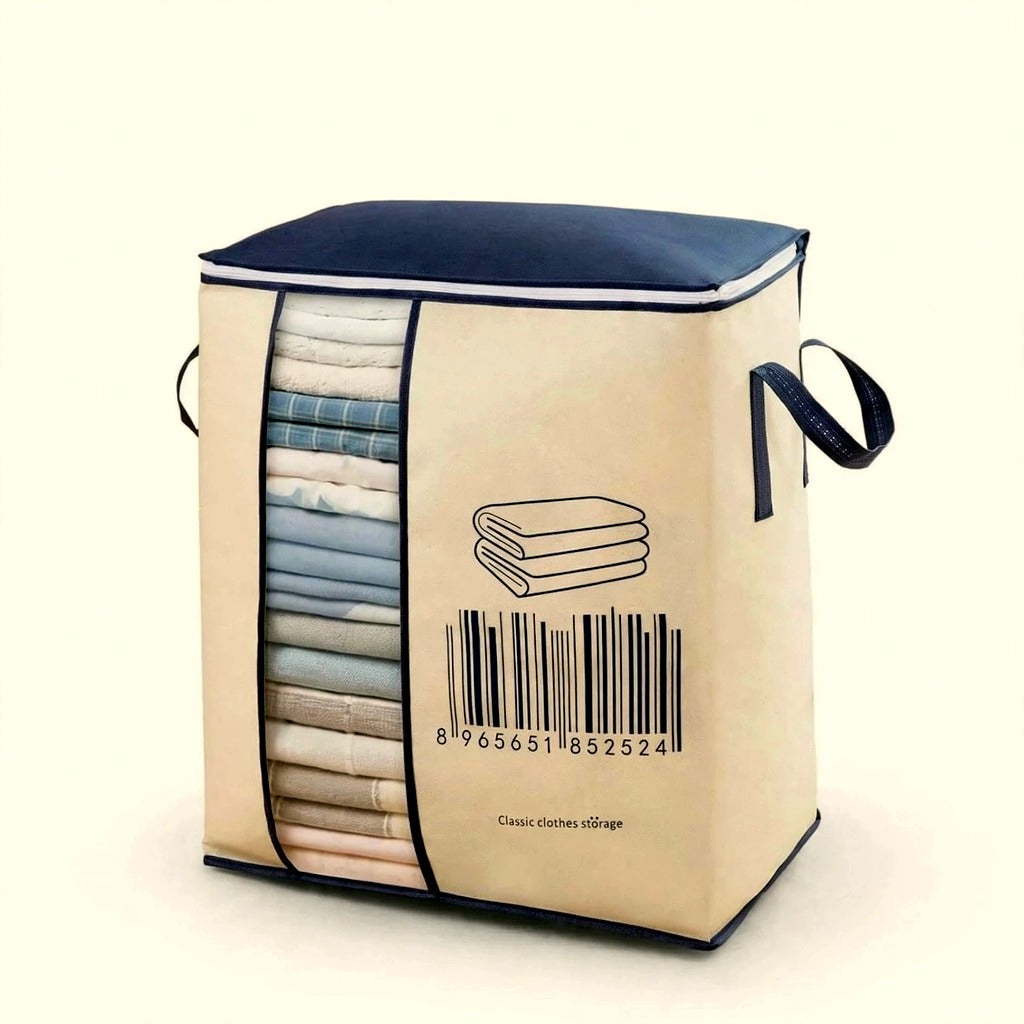 Large Non-Woven Wardrobe Storage Bag – Clothes & Blanket Organizer with Transparent Window